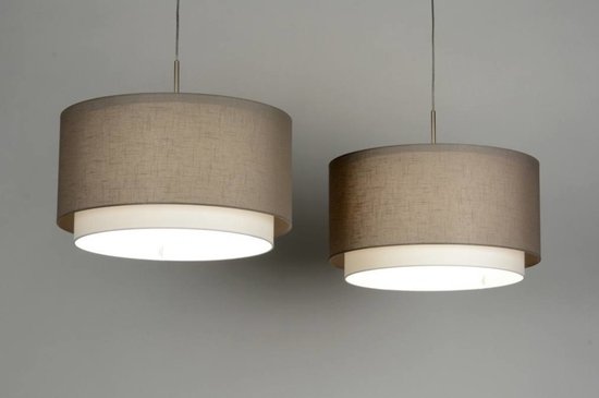 Lumidora Hanglamp 30132 - BERLIN - 2 Lichts - E27 - Taupe - Textiel