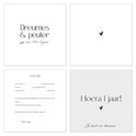Opnieuw afgedrukte pagina's met de tekst 'Dreumes & peuter', 'Voor jou' en 'Hoera 1 jaar!'.