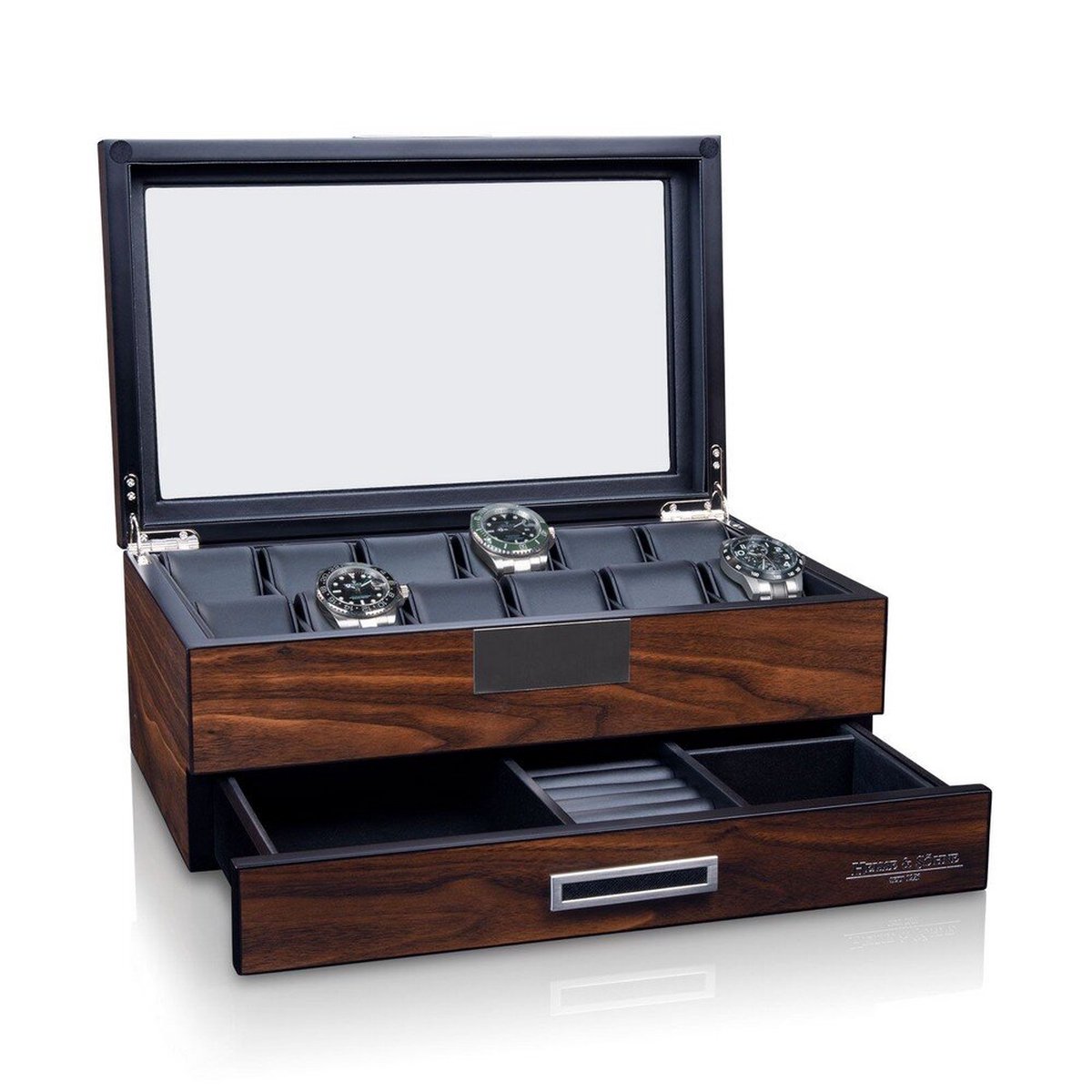 Heisse Söhne - 70019-187.159 - Horloge doosje - Vegas 12+ - Ebony