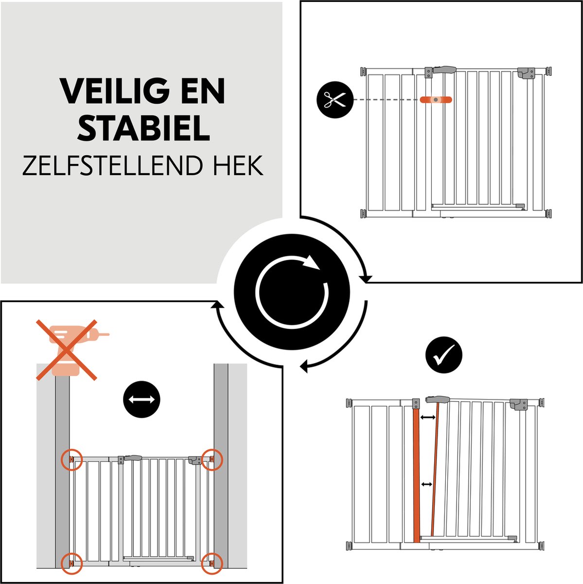 Traphekje Ingeklemd Hauck Open N Stop, Veiligheidshek Met Verlengstuk Van 21 Cm 96 101 Cm