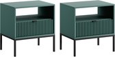 PASCAL MORABITO Set van 2 nachtkastjes met 1 lade en 1 nis - Smaragdgroen - LIOUBA van Pascal Morabito L 54 cm x H 56 cm x D 39 cm
