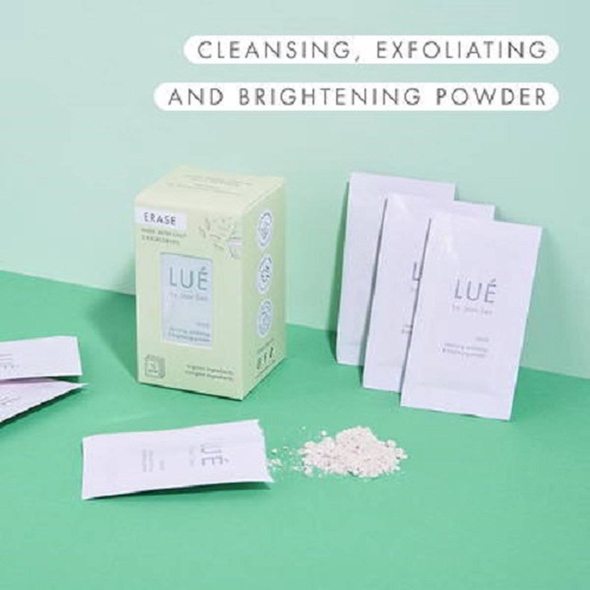 Lué by Jean Seo - Erase - cleansing powder to go - reis verpakking - travel - - gezicht - schoonmaak - vegan