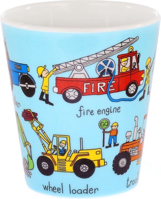 Tractor Werkvoertuigen kinder servies set melamine (bord + kom + bekertje + lepel) - Tyrrell Katz — afbeelding 5