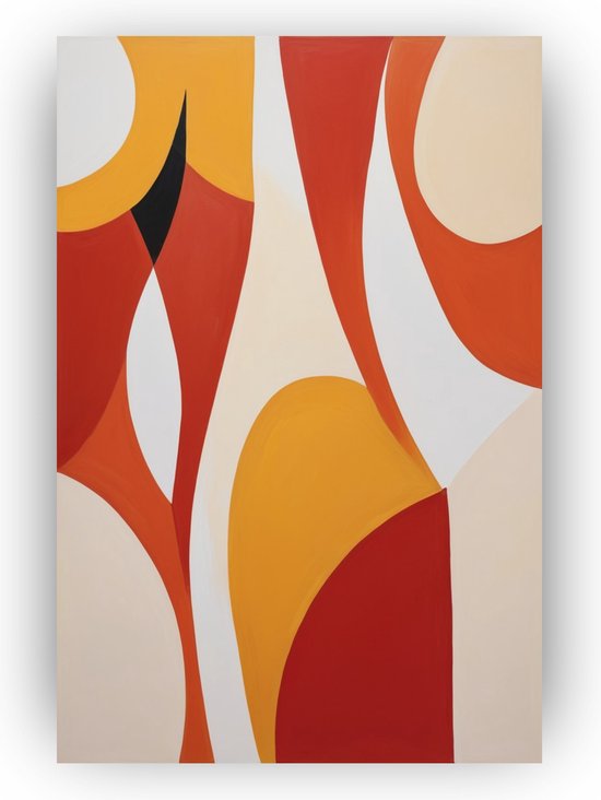 Minimalisme orange rouge - Décoration murale minimaliste - Peinture abstraite - Peinture rurale - Peintures sur toile salon - Accessoires de chambre - 50 x 70 cm 18mm