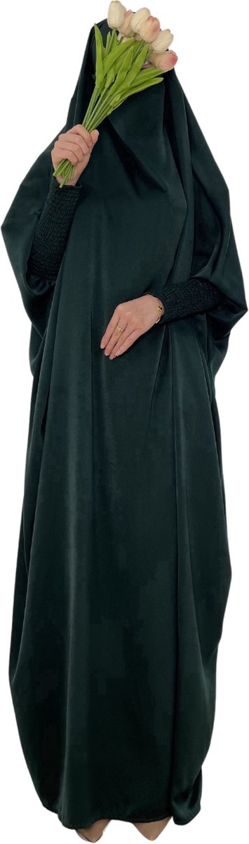 Nivard Gebedskleding Dames - Abaya - Islamitische Kleding - Khimar - Jilbab - Vrouw - Alhamdulillah - Donkergroen