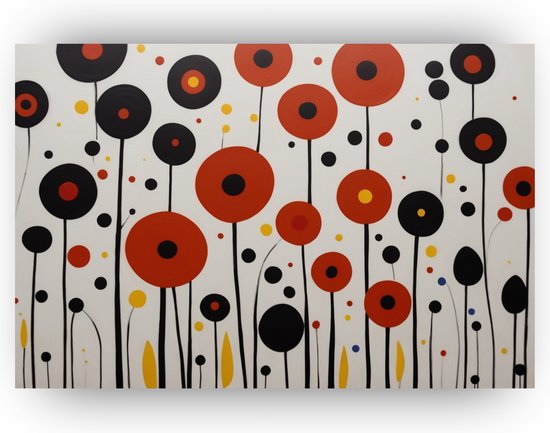 Bloemenveld Yayoi Kusama stijl poster - Kusama poster - Wanddecoratie Bloemen - Vintage poster - Woonkamer poster - Slaapkamer wanddecoratie - 120 x 80 cm