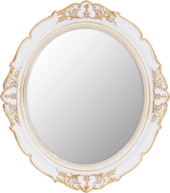 13" x 14" decoratieve wandspiegel vintage hangende spiegel voor slaapkamer woonkamer dressoir decoratie ovaal (wit) 13" x 14" decoratieve wandspiegel vintage hangende spiegel voor slaapkamer woonkamer dressoir decoratie ovaal (wit)