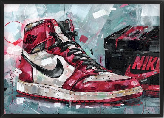 Sneaker print shoebox Chicago 43x30,6 cm (A3) *ingelijst & gesigneerd