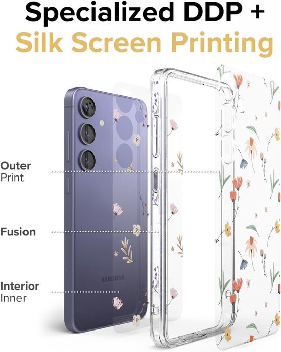 Design de Fusion Ringke | Coque adaptée au Samsung Galaxy S24 | Couverture arrière avec revêtement anti-rayures | Norme militaire | Fleurs sèches