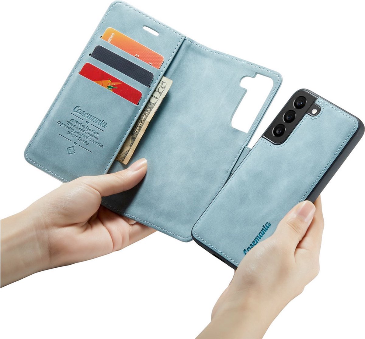 CaseMania Bookcase hoesje geschikt voor Samsung Galaxy S24 - Effen Aqua - Kunstleer
