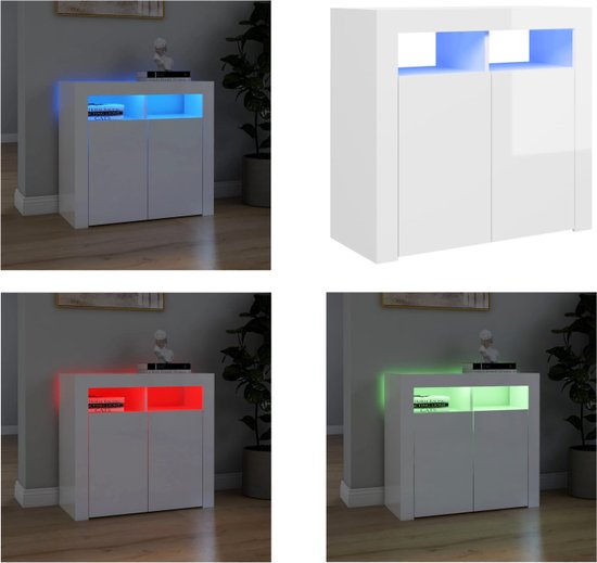 Dressoir met LED-verlichting 202x37x67 cm betongrijs kopen