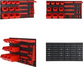 vidaXL 35-delige Sorteersysteemset 77x39 cm polypropeen rood en zwart - Sorteersysteemset - Sorteersysteemsets - Sorteersysteem - Gereedschapswand