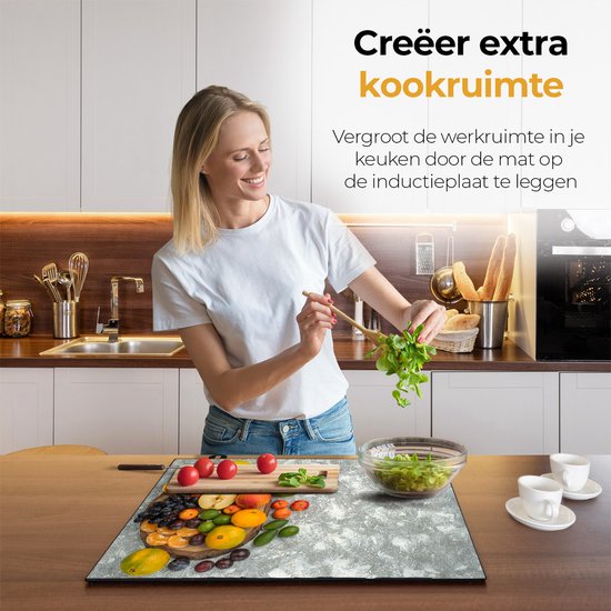 Chefcare Inductie Beschermer Fruit op een Boomstam - 90x52 cm - Afdekplaat Inductie - Kookplaat Beschermer - Inductie Mat