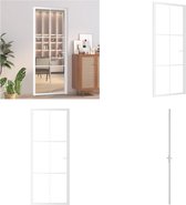 vidaXL Binnendeur 83x201-5 cm ESG-glas en aluminium wit - Binnendeur - Binnendeuren - Deur - Deuren