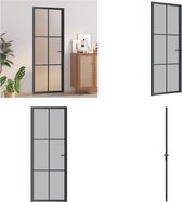 vidaXL Binnendeur 76x201-5 cm matglas en aluminium zwart - Binnendeur - Binnendeuren - Deur - Deuren