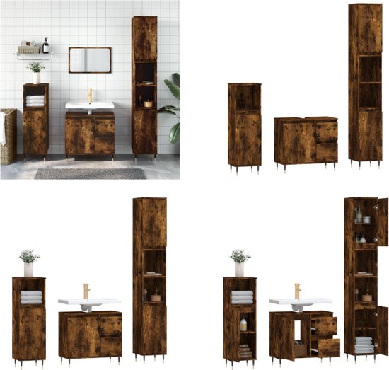 vidaXL Badkamerspiegel 60x10,5x45 cm bewerkt hout zwart