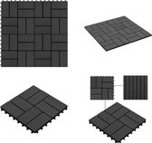 vidaXL Terrastegels 30x30 cm 1 m² HKC zwart 11 st - Terrastegel - Terrastegels - Terras Tegel - Terras Tegels