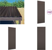 vidaXL Dakpanelen 12 st 100x36 cm gepoedercoat staal bruin - Dakpaneel - Dakpanelen - Dakplaat - Golfplaat