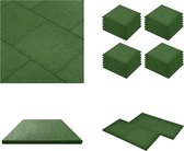 vidaXL Valtegels 24 st 50x50x3 cm rubber groen - Valmat - Valmatten - Rubberen Mat - Rubberen Vloertegel