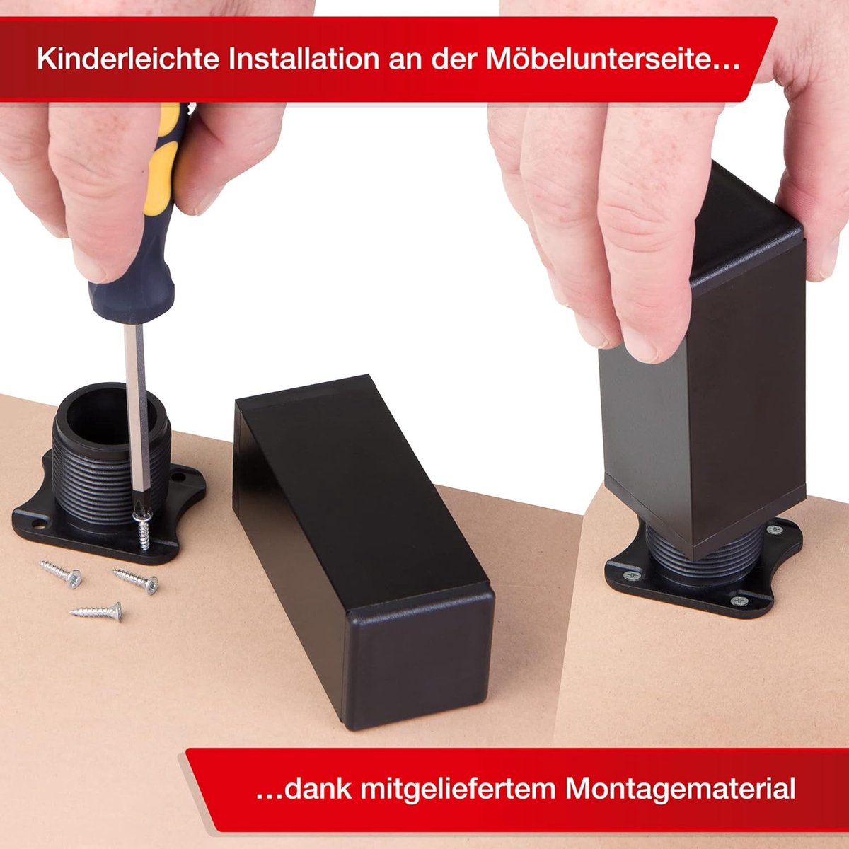 Meubelpoten mat zwart, 4 stuks meubelpoten, vierkant, 37mm verstelbare