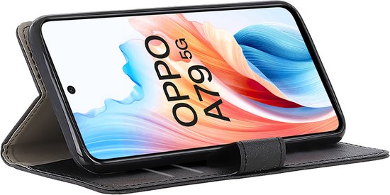 Just in Case hoesje geschikt voor Oppo A79 Hoesje met Pasjeshouder - Bookcase Classic - Zwart