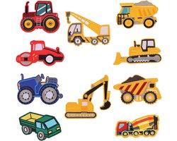 10 stuks bouwvoertuigpatches, strijkpatches voor kinderen, geborduurde applicatie, patches om op te strijken, voor T-shirt, jeans, kleding, tassen, mutsen, reparatie van het gat (1)