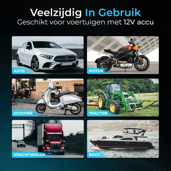 Ye 2024 Acculader - 12/24V 4/6/8A - Reparatiemodus - Druppellader - Accu Lader voor Auto / Motor / Scooter / Boot / Camper - Nederlandse Handleiding - Ye