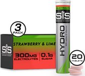 Science in Sport - Comprimés effervescents SIS Go Hydro - 300 mg d'électrolytes - Arôme Strawberry et citron vert - 3 x 20 comprimés