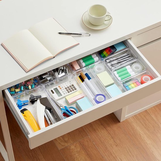 iDesign Plastic verdeelde ijdelheid, multi-level badkamer accessoire organisatie, 9,3 x 3,8 x 3,2 inch