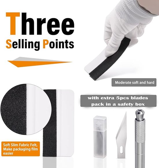 Ensemble d'applicateurs pour installations de films Vinyl : ensemble de Mini raclettes pour emballages souples, ensemble d'outils pour films en aluminium avec lame de précision et raclette pour films en aluminium