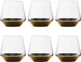 Intirilife 6x Drinkglas met goudkleurige basis - 350 ml inhoud - watersapglas kristalglas tumbler schokbestendig