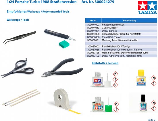 Tamiya 300024279 Porsche Turbo 1988 Straßenversion Car (kit de construction) 1:24