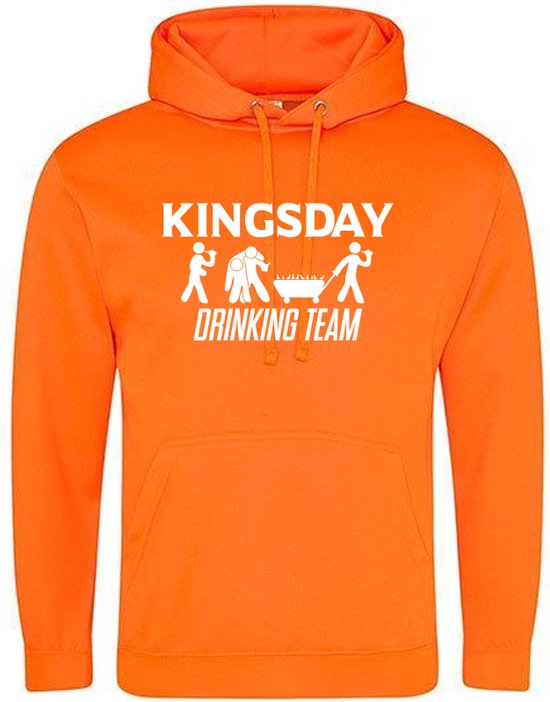 Kingsday Drinking Team Oranje Hoodie - bier - drank - koningsdag - nederland - holland - unisex - trui - sweater - capuchon