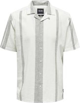 Only & Sons Overhemd Onscaiden Ss Stripe Linen Resort No 22026109 Dusty Olive Mannen Maat - L