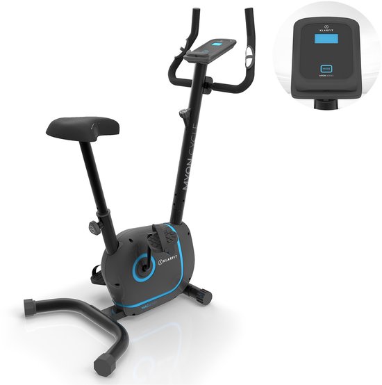 Klarfit Myon Cycle Hometrainer Fiets – Ergometer met 12 kg Vliegwiel, Hometrainer met Hartslagmeter, 8 Weerstandsniveaus, SilentBelt Aandrijving, Tablethouder, Zwart