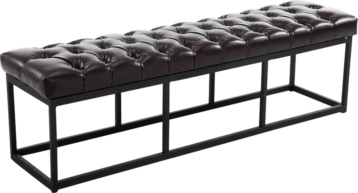 CLP Zitbank AMUN - bekleed en benopt, kunstleer bruin 150 cm