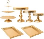 Etageres Set 6 Stuks - Taartplateau - taartstandaard - gouden bord - Decoratief Servies