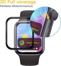 Een screenprotector met 3D-dekking wordt getoond naast een zwart Apple Watch.