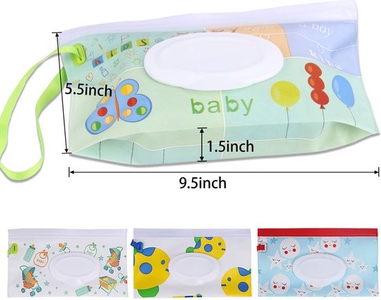 Billendoekjes houder - Vochtige tissuehouder -Natte doekjes houder - Dispenser 4 stuks nat doekje babydoekjes dispenser, navulbare draagbare natte doekhouder — afbeelding 3