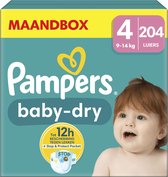 Pampers Baby-Dry - Maat 4 (9kg-14kg) - 204 Luiers - Maandbox
