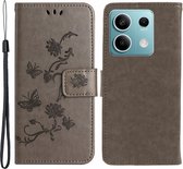 Coverup Bloemen & Vlinders Book Case - Geschikt voor Xiaomi Redmi Note 13 Pro 5G / Poco X6 Hoesje - Grijs