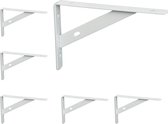 Relaxdays metalen plankdragers - set van 6 - moderne schapdragers - stalen plankbeugels - wit