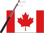 Landen vlag Canada - 90 x 150 cm - met compacte draagbare telescoop vlaggenstok - zwaaivlaggen