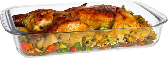 Marinex Plat à four en verre borosilicate - 2x - rectangle - 3,7 litres - 36 x 22 x 7 cm - plat de service