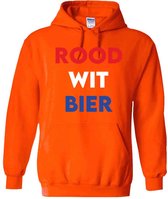 Rood Wit Bier tekst Oranje Hoodie - nederland - holland - ek - wk - koningsdag - dutch - grappig - unisex - trui - sweater - capuchon