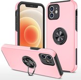 Telefoonhoesje Met Vingerring & Magneet voor Telefoohouders - Hoesje Geschikt voor: iPhone 12 - Anti-drop harde cover - Roze