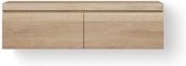 Looox Wood collection Wooden Drawer BoX ladenkast met 2 laden 140x45x46cm met softclose eiken old grey