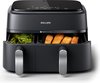 Philips 3000 Series Dual Airfryer NA351/00 - Dubbele Mand - 9L - Tot 6 Personen - Zwart/Zilver