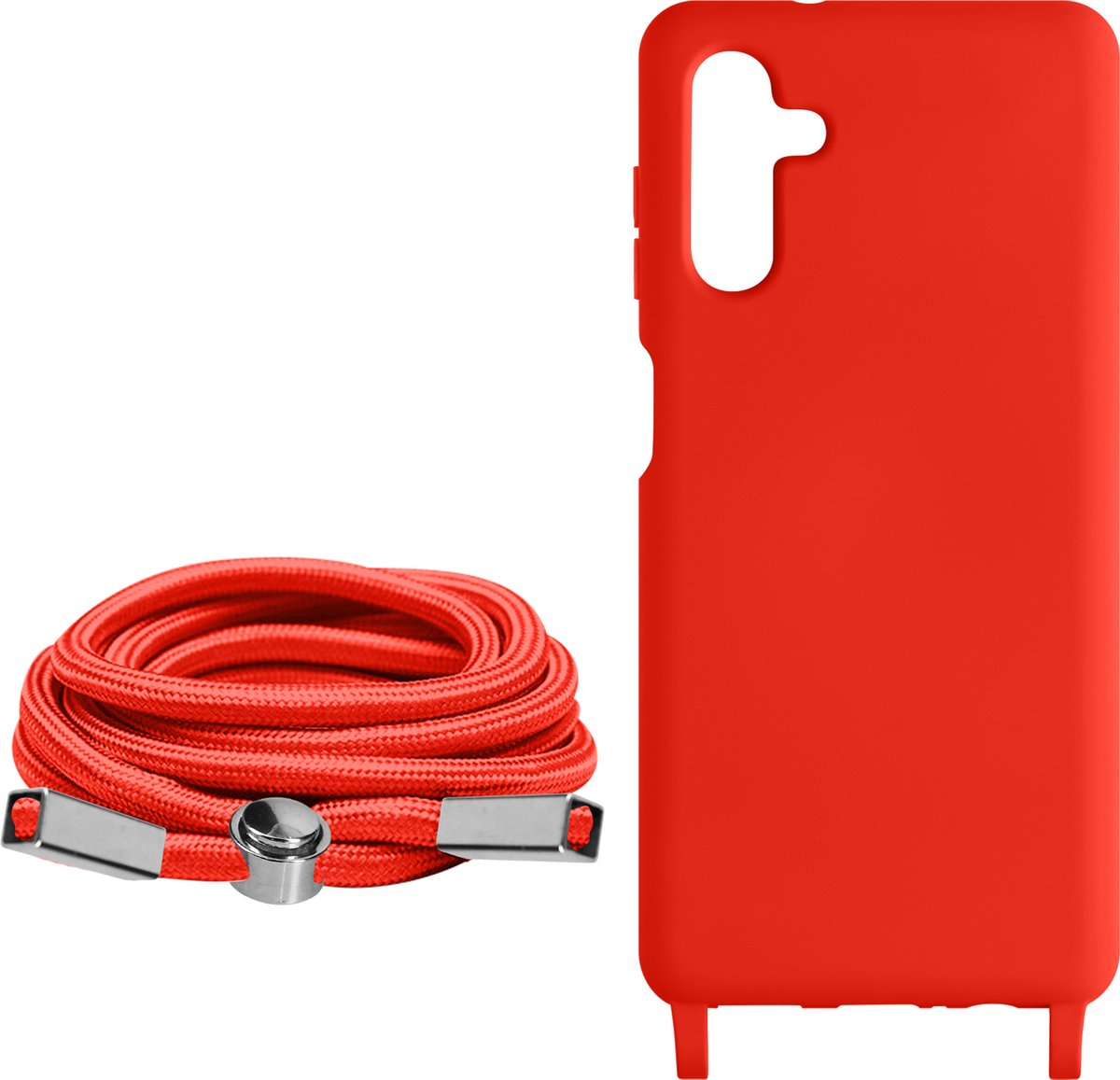 Koordhoes Geschikt voor Samsung Galaxy A14 5G/4G Semi-rigide Nekkoord 80cm Rood