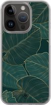 Casimoda® hoesje - Geschikt voor iPhone 13 Pro - Monstera Leaves - 2-in-1 case - Schokbestendig - Bloemen - Verhoogde randen - Groen, Transparant